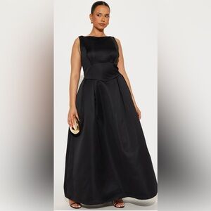 Fashion Nova Black Satin Prom Dress